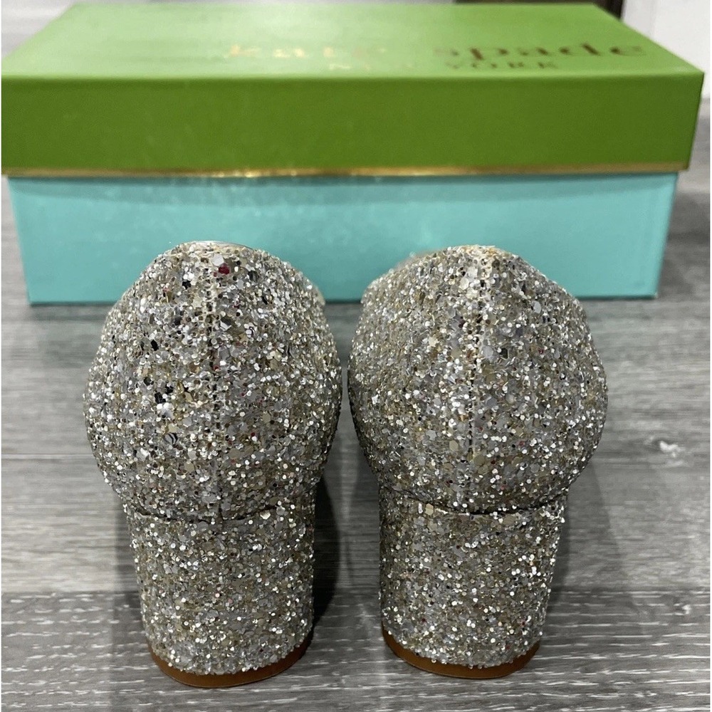 Kate Spade Dolores Silver/Gold‎ Glitter Block Heel Pumps Women's Sz 7 M NWT - Picture 5 of 9
